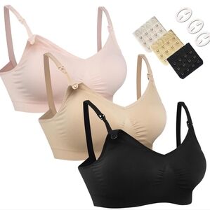 HOFISH 3PACK Full Bust Seamless Nursing Maternity Bras Bralette Size Meduim